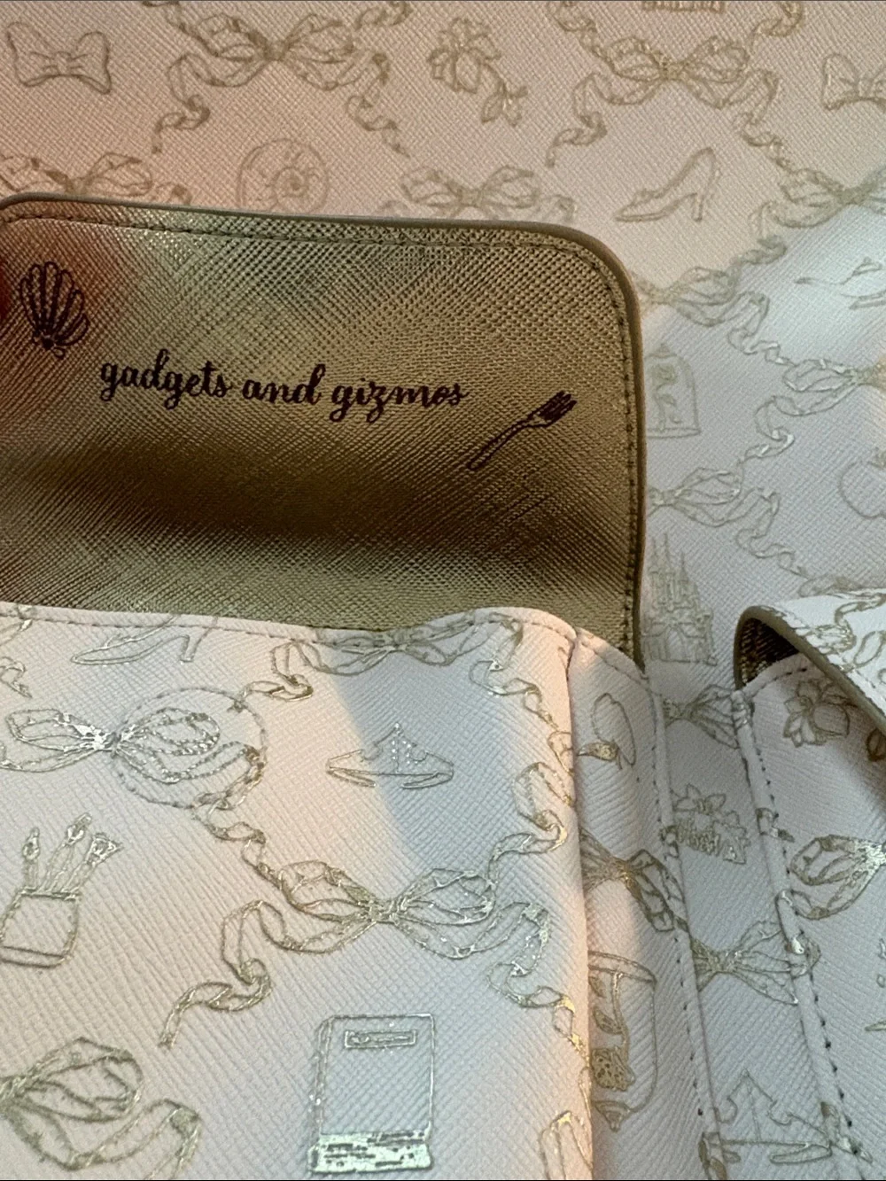 Disney Ivory Backpack with Gold Princess Pattern